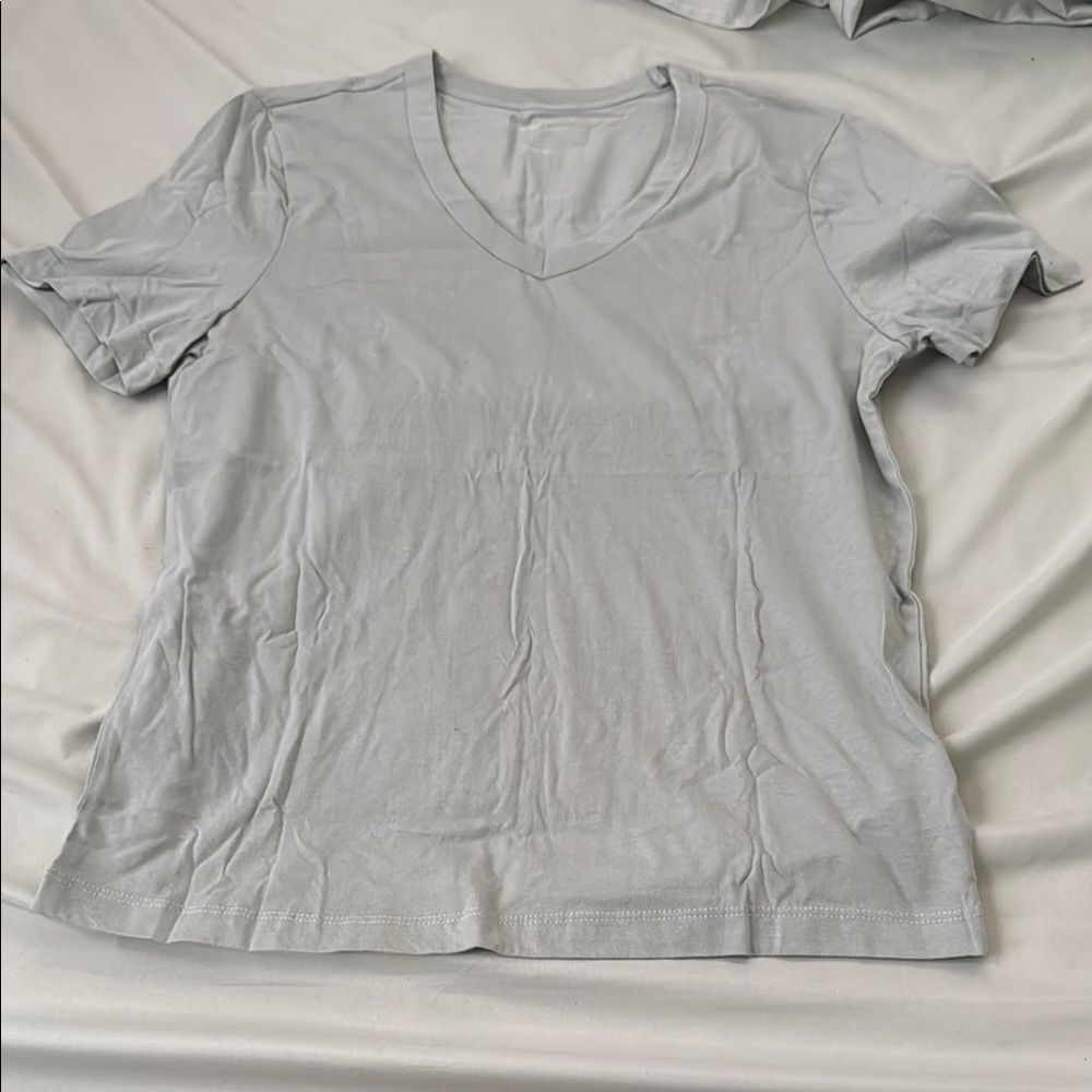 Gray V-Neck Women's Top